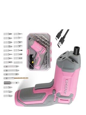 Pink Cordless Precision Screwdriver Kit -3.6V cordless rechargeable